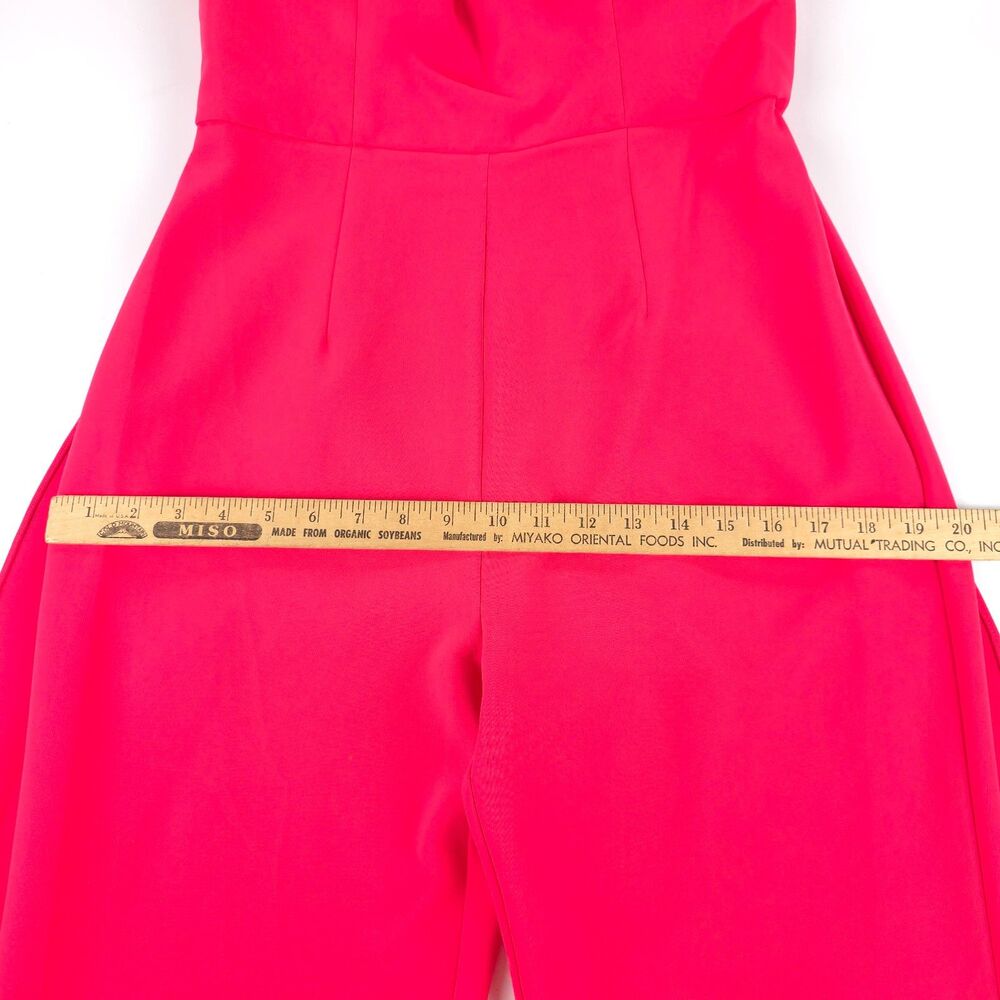 NWT Jovani 08209 Off-shoulder Straight Neck Draped Flare Jumpsuit Lipstick Pink - Picture 5 of 11